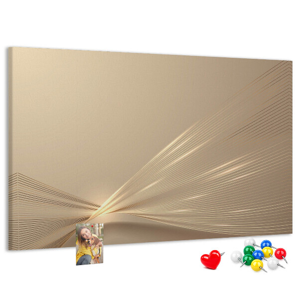 Bild mit Korkrückwand zarte Linien in Beigetönen