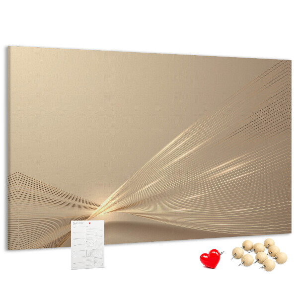 Bild mit Korkrückwand zarte Linien in Beigetönen