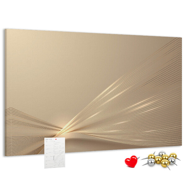 Bild mit Korkrückwand zarte Linien in Beigetönen