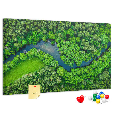Korkbild mit einer grünen Landschaft und einem gewundenen Fluss