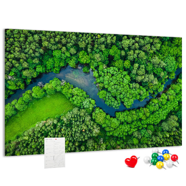 Korkbild mit einer grünen Landschaft und einem gewundenen Fluss