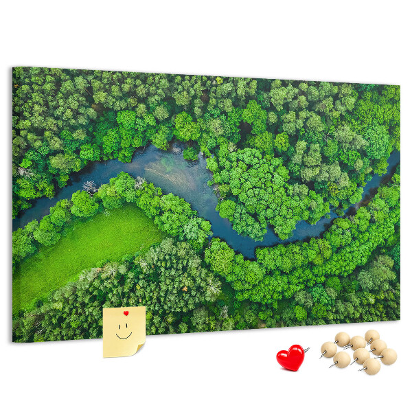 Korkbild mit einer grünen Landschaft und einem gewundenen Fluss