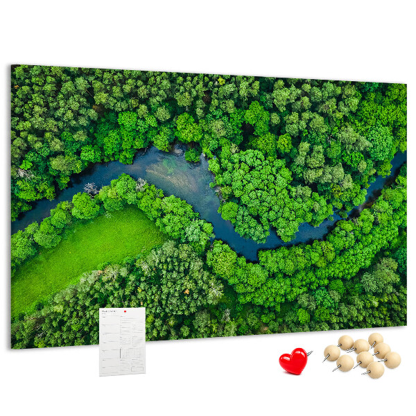 Korkbild mit einer grünen Landschaft und einem gewundenen Fluss