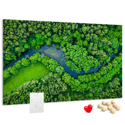Korkbild mit einer grünen Landschaft und einem gewundenen Fluss