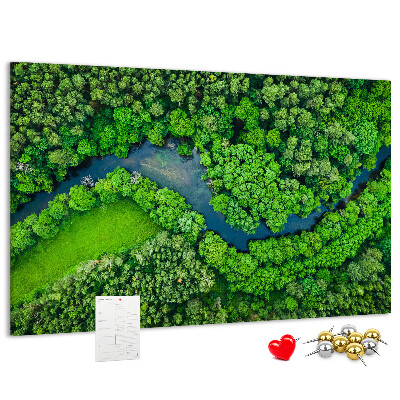 Korkbild mit einer grünen Landschaft und einem gewundenen Fluss