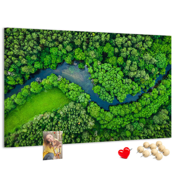 Korkbild mit einer grünen Landschaft und einem gewundenen Fluss