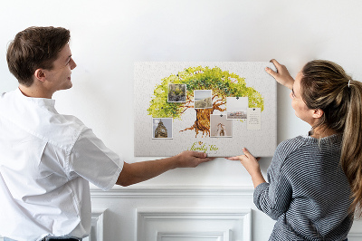 Aquarell-Stammbaum mit Blättern mit Korkrückwand
