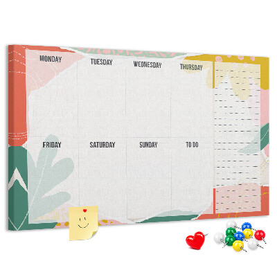 Korkbild Blumenkalender mit farbigen Akzenten