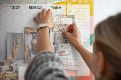 Korkbild Blumenkalender mit farbigen Akzenten