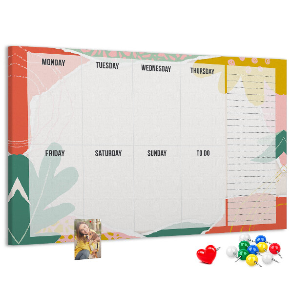Korkbild Blumenkalender mit farbigen Akzenten