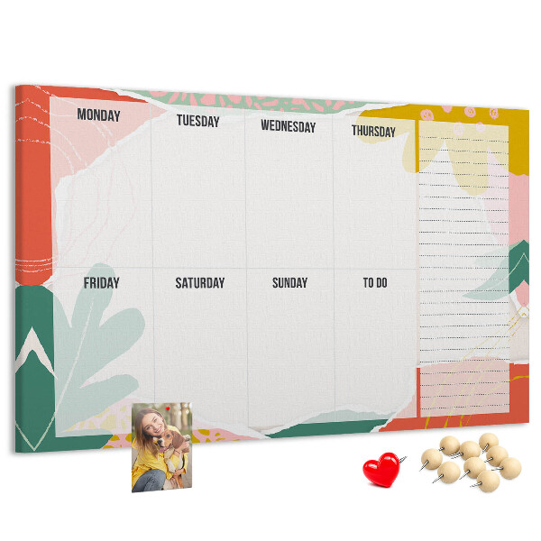 Korkbild Blumenkalender mit farbigen Akzenten
