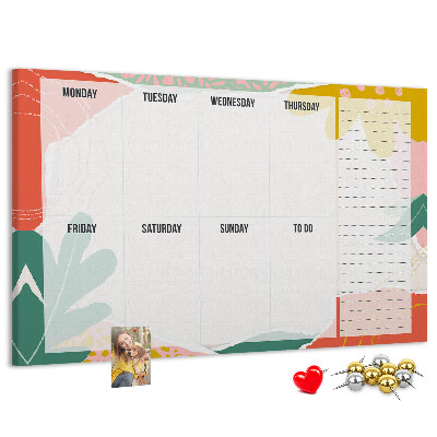 Korkbild Blumenkalender mit farbigen Akzenten