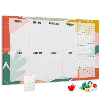 Korkbild Blumenkalender mit farbigen Akzenten