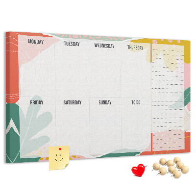 Korkbild Blumenkalender mit farbigen Akzenten
