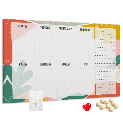 Korkbild Blumenkalender mit farbigen Akzenten