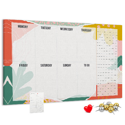 Korkbild Blumenkalender mit farbigen Akzenten