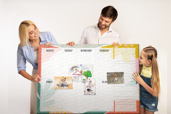 Korkbild Blumenkalender mit farbigen Akzenten