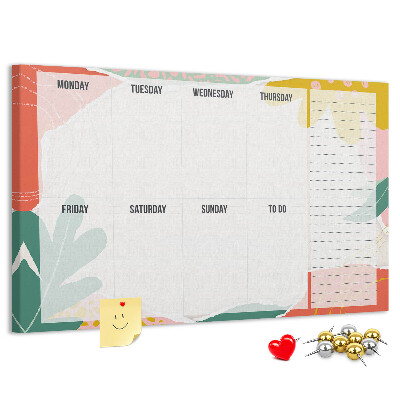 Korkbild Blumenkalender mit farbigen Akzenten