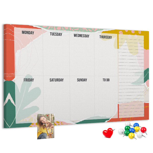 Korkbild Blumenkalender mit farbigen Akzenten