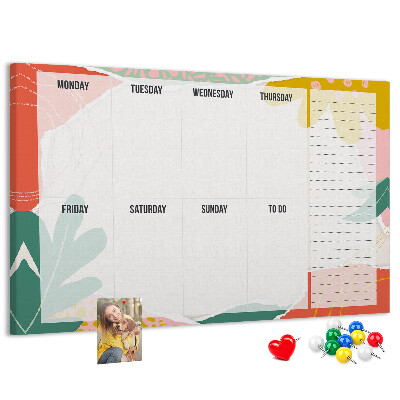 Korkbild Blumenkalender mit farbigen Akzenten