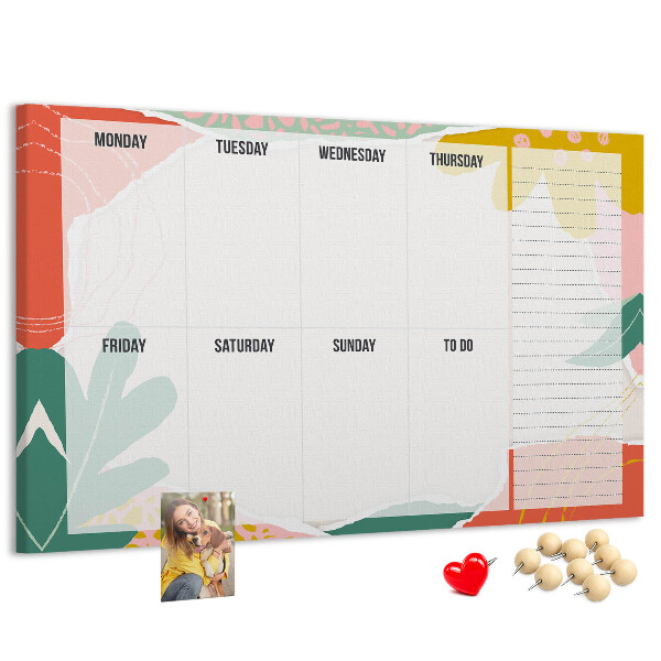 Korkbild Blumenkalender mit farbigen Akzenten