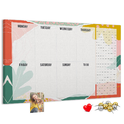 Korkbild Blumenkalender mit farbigen Akzenten