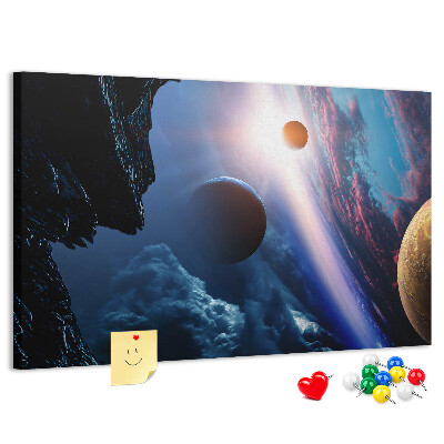 Bilder mit Korkrückwand Weltraumlandschaft mit Planeten und Wolken