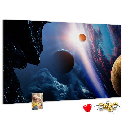 Bilder mit Korkrückwand Weltraumlandschaft mit Planeten und Wolken