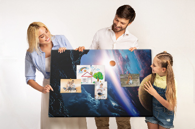 Bilder mit Korkrückwand Weltraumlandschaft mit Planeten und Wolken