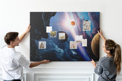 Bilder mit Korkrückwand Weltraumlandschaft mit Planeten und Wolken