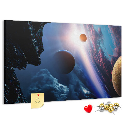 Bilder mit Korkrückwand Weltraumlandschaft mit Planeten und Wolken