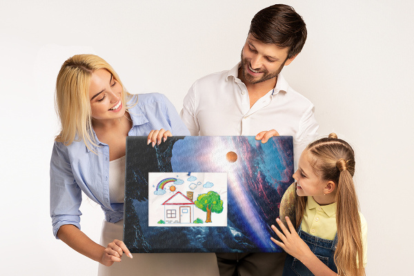 Bilder mit Korkrückwand Weltraumlandschaft mit Planeten und Wolken