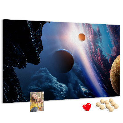 Bilder mit Korkrückwand Weltraumlandschaft mit Planeten und Wolken