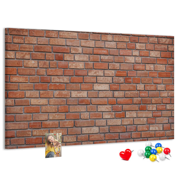 Korktafel mit Motiv Backsteinmauer in warmen Farbtönen