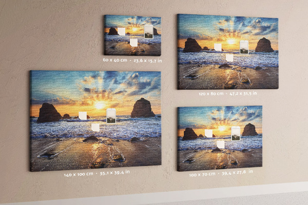 Kork-Pinnwand mit Motiv Sonnenuntergang über dem ruhigen Meer