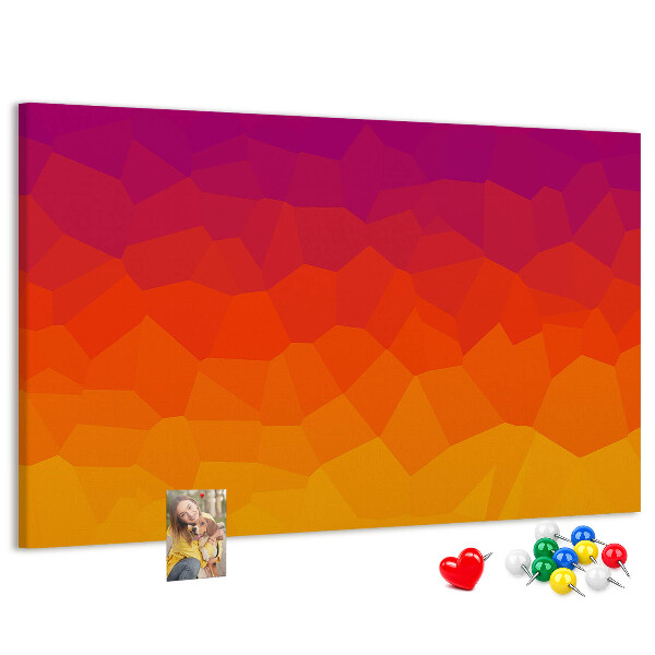 Bild mit Korkrückwand in Farbverlauf mit Orangetönen