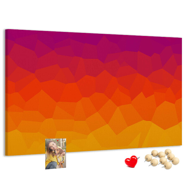 Bild mit Korkrückwand in Farbverlauf mit Orangetönen