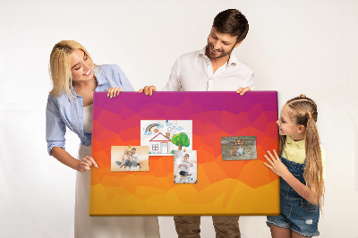 Bild mit Korkrückwand in Farbverlauf mit Orangetönen