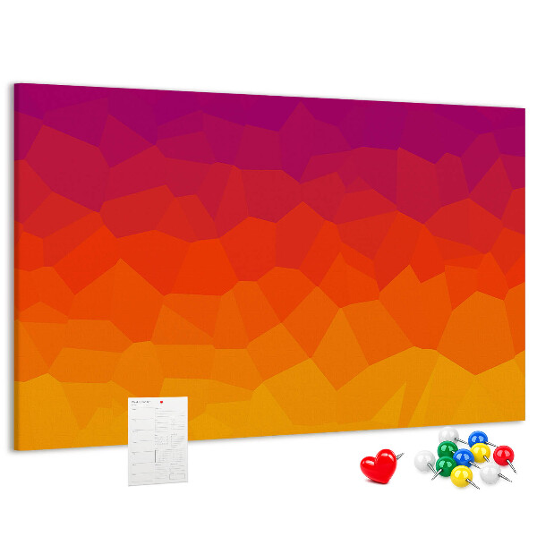 Bild mit Korkrückwand in Farbverlauf mit Orangetönen
