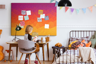 Bild mit Korkrückwand in Farbverlauf mit Orangetönen