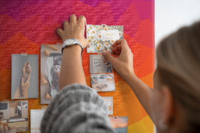 Bild mit Korkrückwand in Farbverlauf mit Orangetönen