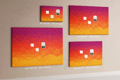Bild mit Korkrückwand in Farbverlauf mit Orangetönen
