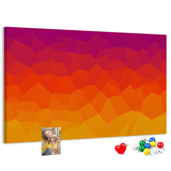 Bild mit Korkrückwand in Farbverlauf mit Orangetönen