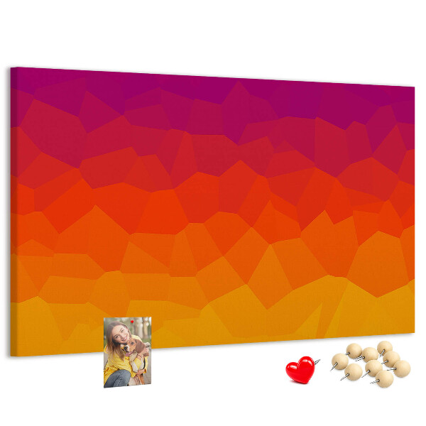 Bild mit Korkrückwand in Farbverlauf mit Orangetönen