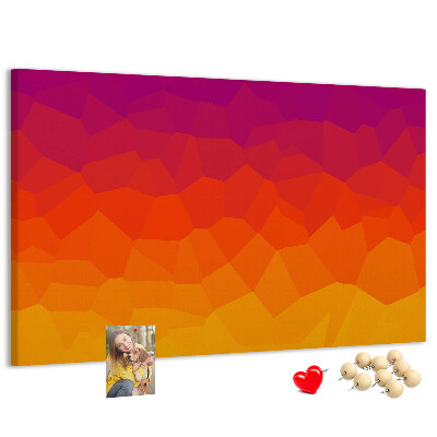 Bild mit Korkrückwand in Farbverlauf mit Orangetönen