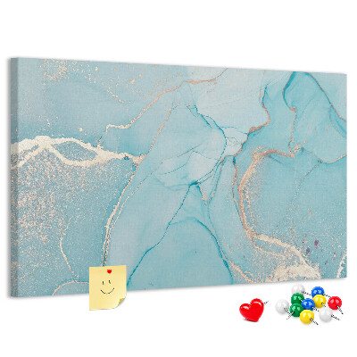 Korktafel mit blauem Marmormuster und feinen Adern