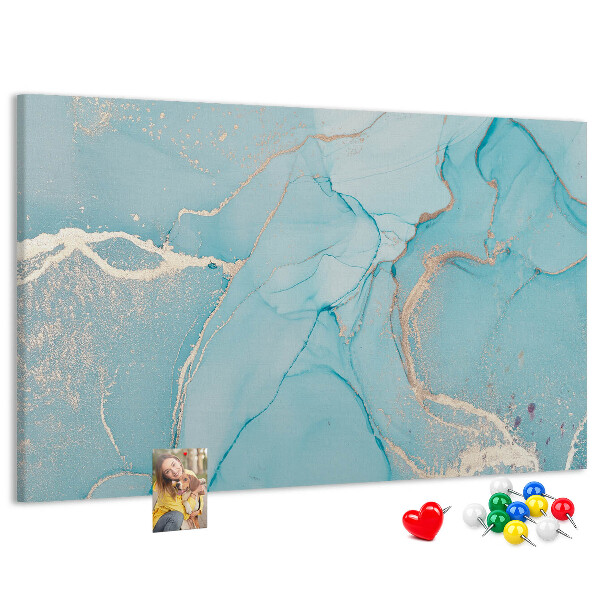 Korktafel mit blauem Marmormuster und feinen Adern