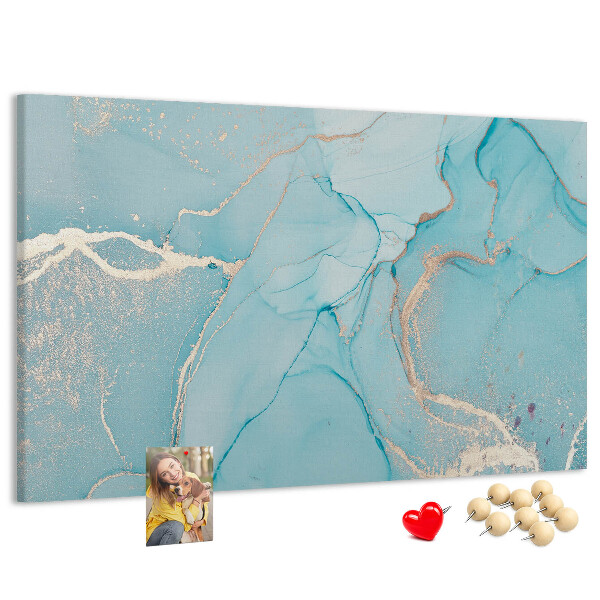 Korktafel mit blauem Marmormuster und feinen Adern