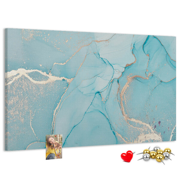Korktafel mit blauem Marmormuster und feinen Adern