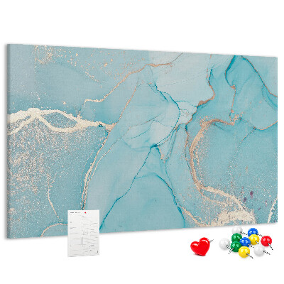 Korktafel mit blauem Marmormuster und feinen Adern